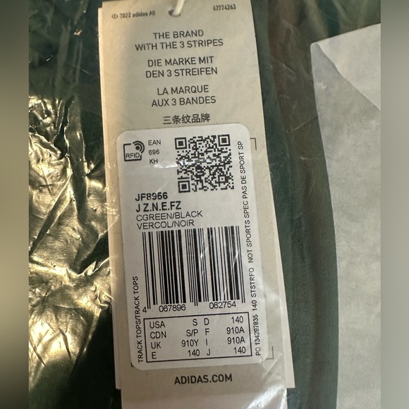 ADIDAS KIDS Z.N.E. FULL-ZIP HOODED TRACK JACKET - Color Green - Size S Unisex - Picture 4 of 5